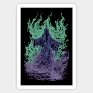 Yurei, japanese ghost with hitodama flames Sticker